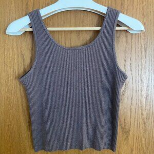 Hackwith Design House Light Brown Ribbed Tank, Size Medium